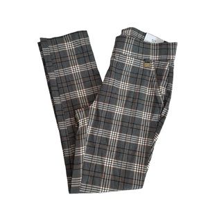 Rafaella Stretch Waistband Plaid Long Pants Size 4
